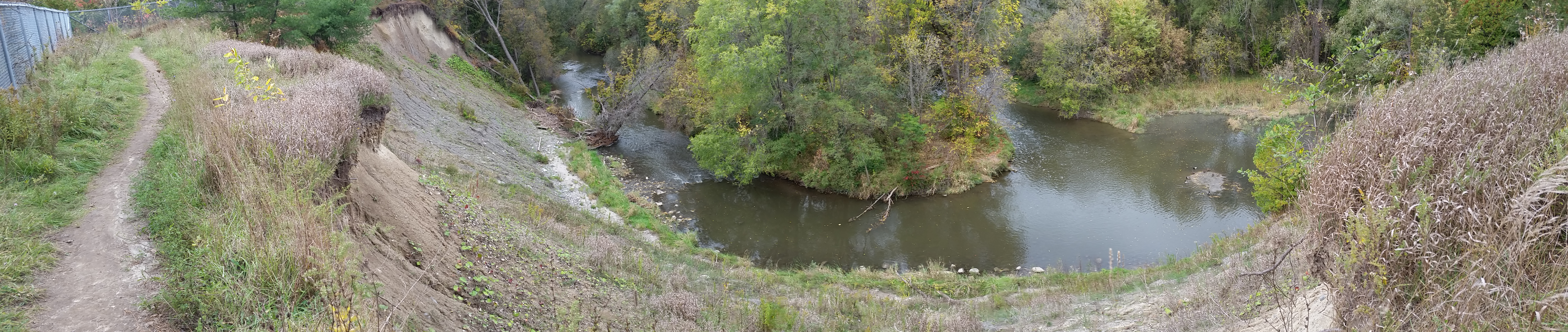 Rouge River bend, and tall bank